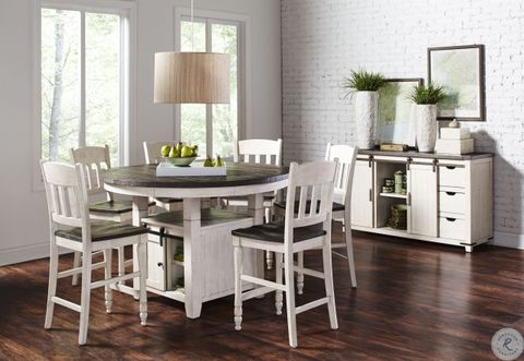 Madison County Vintage White 54" Adjustable Storage Dining Table From ... in Madison County Dining Table - Vintage White